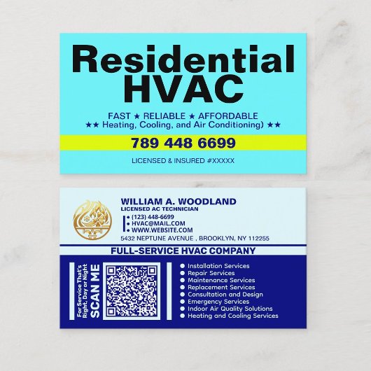 Carte De Visite Chauffage et Climatisation Code Qr | CVC Résidenti