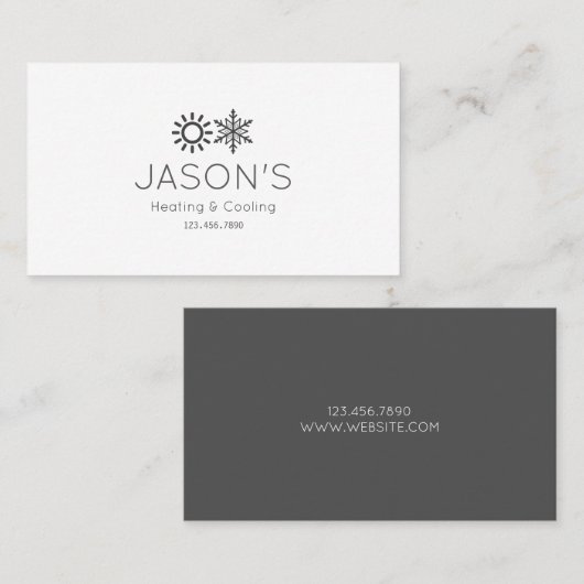 Carte De Visite Chauffage et refroidissement CA moderne (Devant / Derrière)
