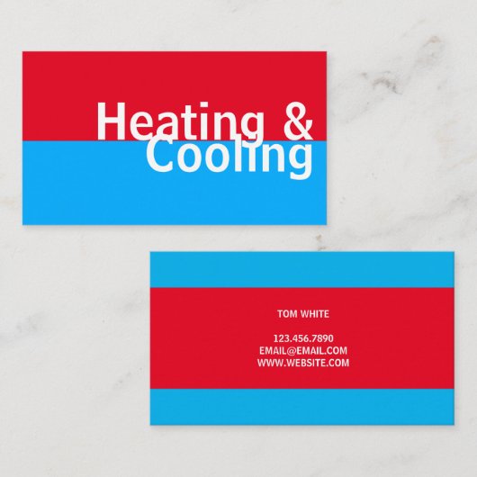 Carte De Visite Chauffage et refroidissement , Climatisation HVAC (Devant / Derrière)