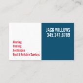 Carte De Visite Chauffage et refroidissement, Climatisation HVAC A (Dos)