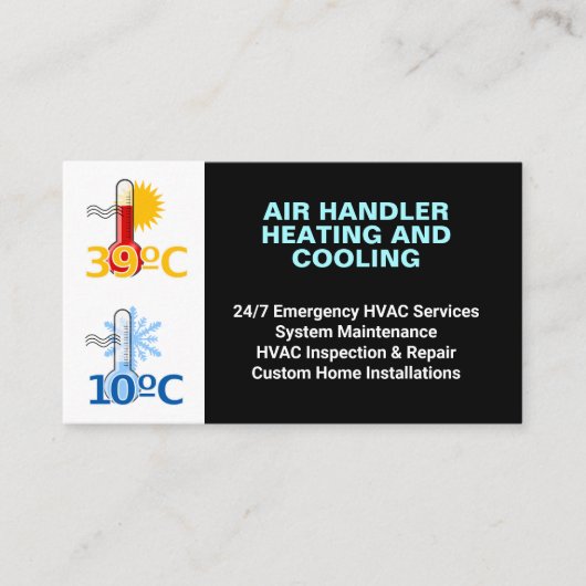 Carte De Visite Chauffage et refroidissement, HVAC professionnel s (Devant)
