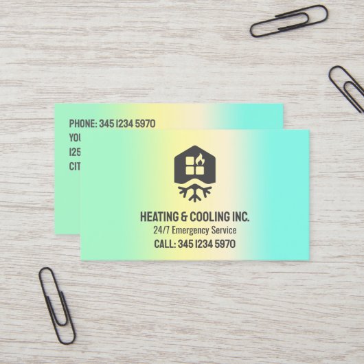Carte De Visite Chauffage et refroidissement HVAC QR (Devant/Arrière en situation)