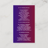 Carte De Visite Chauffage & Refroidissement & Climatisation | HVAC (Dos)