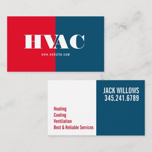 Carte De Visite Chauffage & Refroidissement , Climatisation HVAC B (Devant / Derrière)