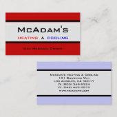 Carte De Visite Chauffage Refroidissement HVAC Pompe de chaleur A/ (Devant / Derrière)