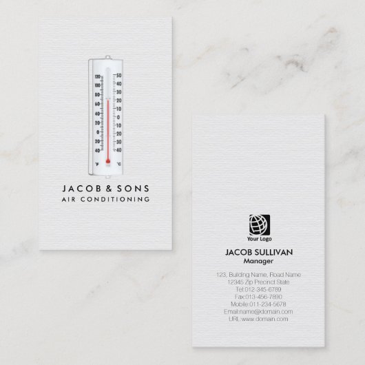 Carte De Visite Chauffage Ventilation Climatisation HVAC (Devant / Derrière)