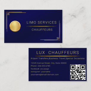 Carte de visite Chauffeur Cadre Or Moderne