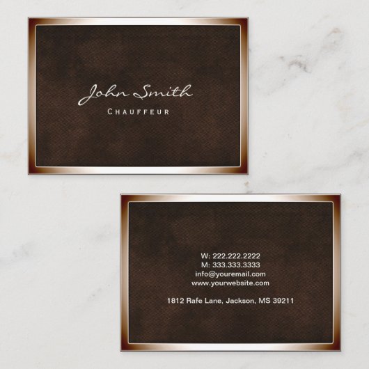 Carte de visite Chauffeur Chubby (Devant / Derrière)