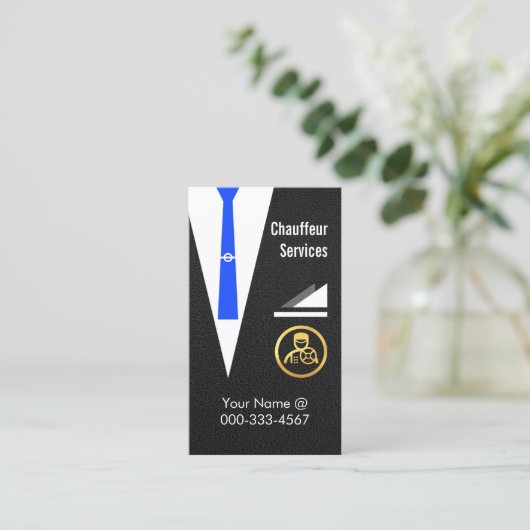 Carte De Visite Chauffeur Coat Jacket Driving Limo (Debout devant)
