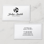 Carte De Visite Chauffeur conducteur Monogramme cadre blanc  (Devant / Derrière)