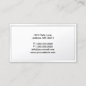 Carte De Visite Chauffeur conducteur Monogramme cadre blanc  (Dos)