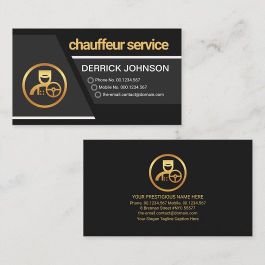 Carte De Visite Chauffeur créatif Trapezium Layers Gris (Devant / Derrière)