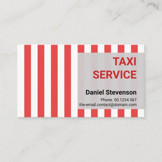 Carte De Visite Chauffeur de cabine de taxi Red Grey DC (Devant)