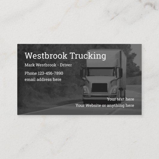 Carte De Visite Chauffeur De Camions Et De Camions D'Expédition (Dos)