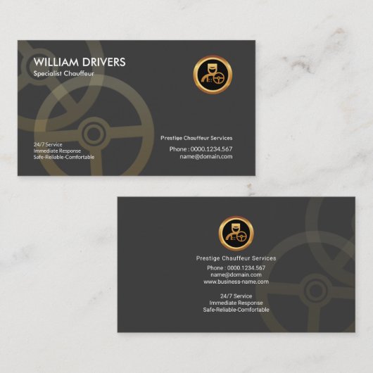 Carte De Visite Chauffeur de direction propre et simple (Devant / Derrière)