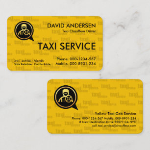 Carte De Visite Chauffeur de service de taxi jaune conduisant