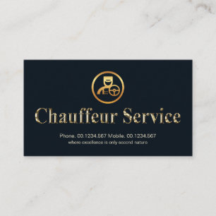 Carte De Visite Chauffeur de service en or métallique