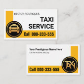 Carte De Visite Chauffeur de taxi élégant à angle jaune (Devant / Derrière)