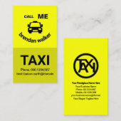 Carte De Visite Chauffeur de taxi face de couche jaune mou sourian (Devant / Derrière)