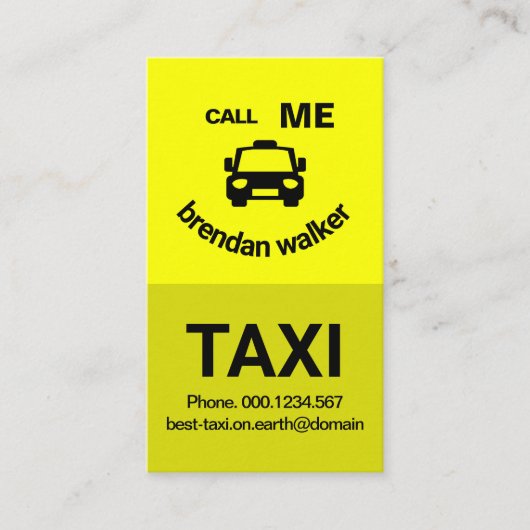 Carte De Visite Chauffeur de taxi face de couche jaune mou sourian (Devant)
