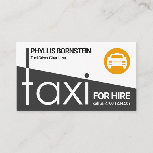 Carte De Visite Chauffeur de taxi privé avec signalisation en taxi (Devant)