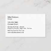 Carte De Visite Chauffeur De Transport De Taxi Limo De Luxe (Dos)