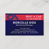 Carte De Visite Chauffeur de voiture Blue burgundy Location de rép (Devant)