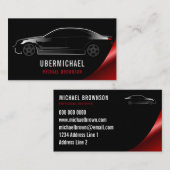 Carte De Visite Chauffeur de voiture Noir rouge Auto Repent Bureau (Devant / Derrière)