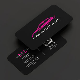 Carte De Visite Chauffeur de voiture rose noir Chauffeur Rétro Mod