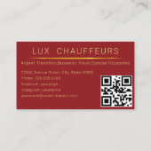 Carte De Visite Chauffeur Driver Royal Gold Border Business Card (Dos)