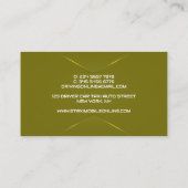 Carte De Visite Chauffeur élégant vert olive (Dos)