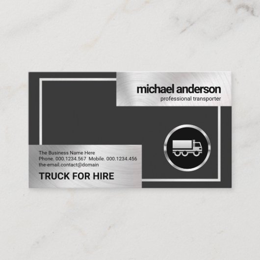 Carte De Visite Chauffeur logistique de camion-frontière Faux Silv (Devant)