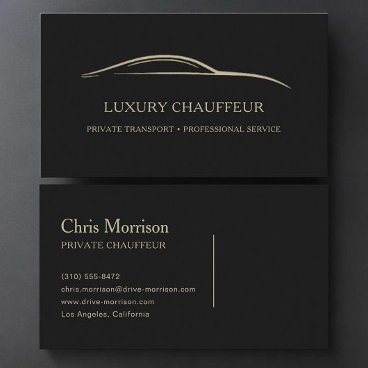 Carte De Visite Chauffeur Luxe Noir & Or