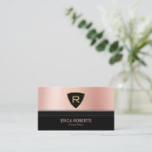 Carte De Visite Chauffeur Luxe Or Monogramme Logo Rose Or (Debout devant)