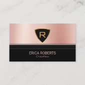 Carte De Visite Chauffeur Luxe Or Monogramme Logo Rose Or (Devant)