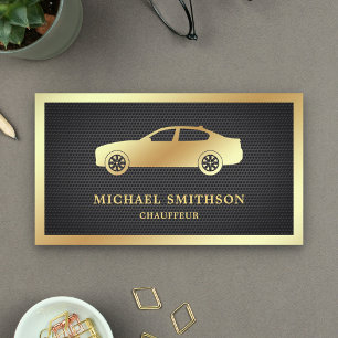 Carte De Visite Chauffeur professionnel Black Mesh Gold Car