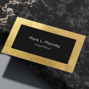 Carte De Visite Chauffeur professionnel en métal or élégant
