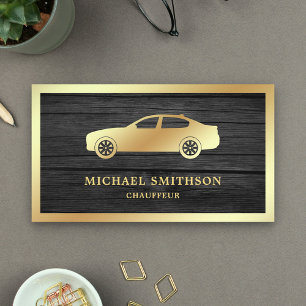 Carte De Visite Chauffeur professionnel Russe Grey Wood Gold Car