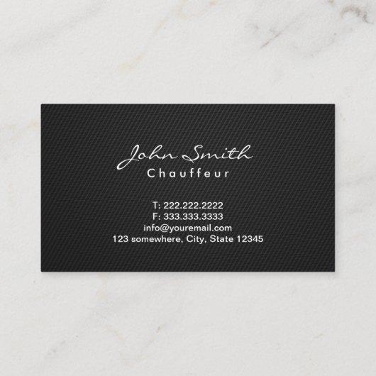 Carte De Visite Chauffeur simple monogramme foncé (Dos)