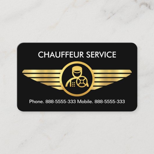 Carte De Visite Chauffeur sur les ailes d'or (Devant)