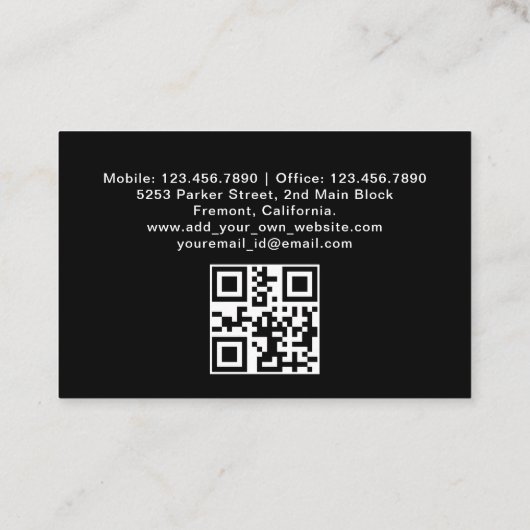 Carte De Visite Chauffeur Taxi Driver Professional Black QR code (Dos)