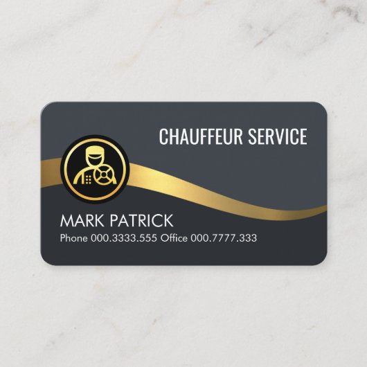 Carte De Visite Chauffeur Vagues Or Bleu Foncé (Devant)