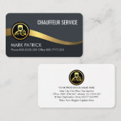 Carte De Visite Chauffeur Vagues Or Bleu Foncé (Devant / Derrière)