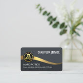 Carte De Visite Chauffeur Vagues Or Bleu Foncé (Debout devant)