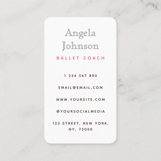 Carte De Visite Chaussons Ballerina Chaussures Ballerina Rose (Dos)