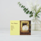 Carte De Visite CHAUSSURES BLANCHES À LA FENÊTRE, monogramme jaune (Debout devant)