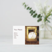 Carte De Visite CHAUSSURES BLANCHES À LA FENÊTRE, Monogramme Jaune (Debout devant)