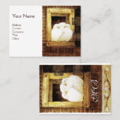 Carte De Visite CHAUSSURES BLANCHES À LA FENÊTRE, Monogramme Jaune (Devant / Derrière)