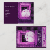 Carte De Visite CHAUSSURES BLANCHES À LA FENÊTRE, monogramme viole (Devant / Derrière)