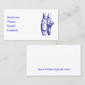 Carte De Visite Chaussures de ballet bleu (Devant / Derrière)
